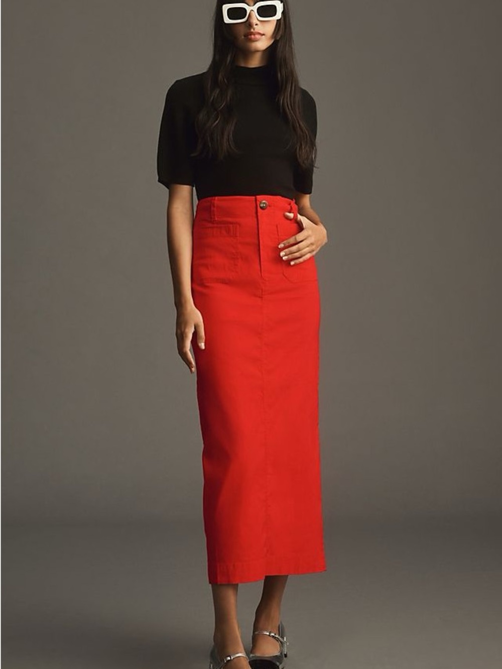 Maeve by Anthropologie Colette maxi skirt in Cherry red
